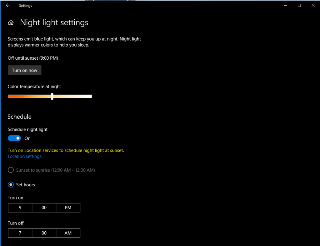 Enable Night Light Mode MSTechpages